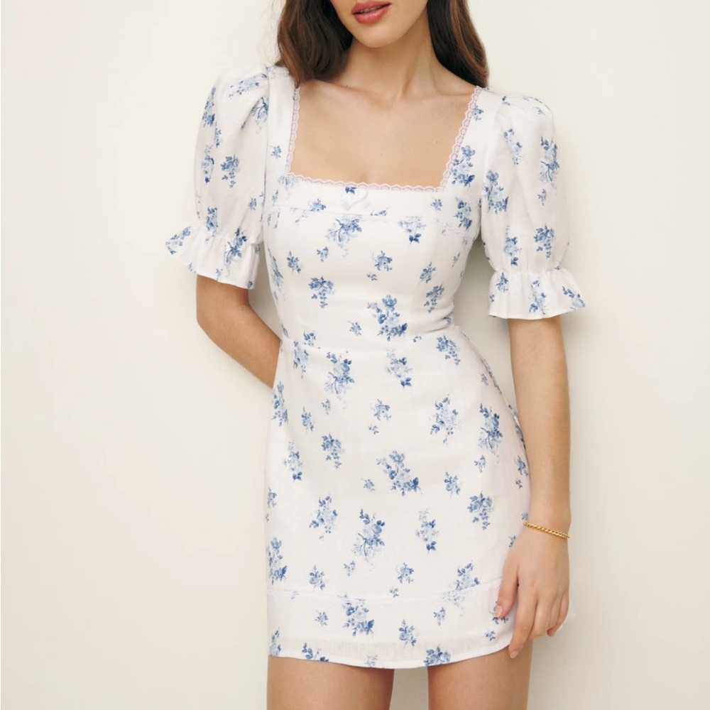 Reformation Evianna Linen Dress in Delicacy